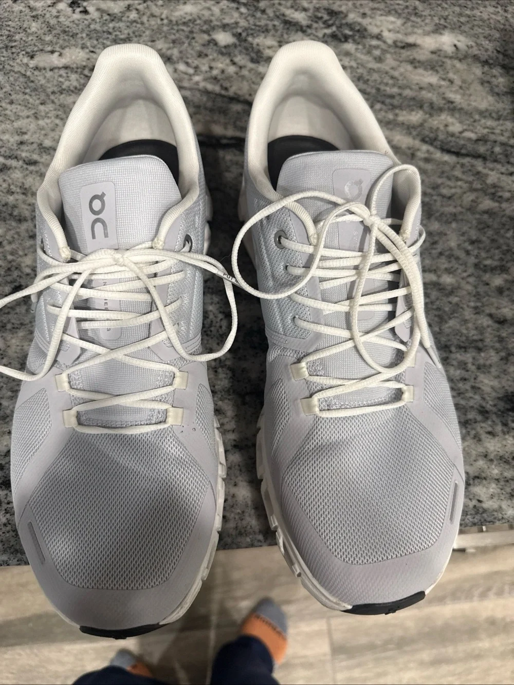 On Running Men's Light Gray/White Mesh Athletic Sneakers